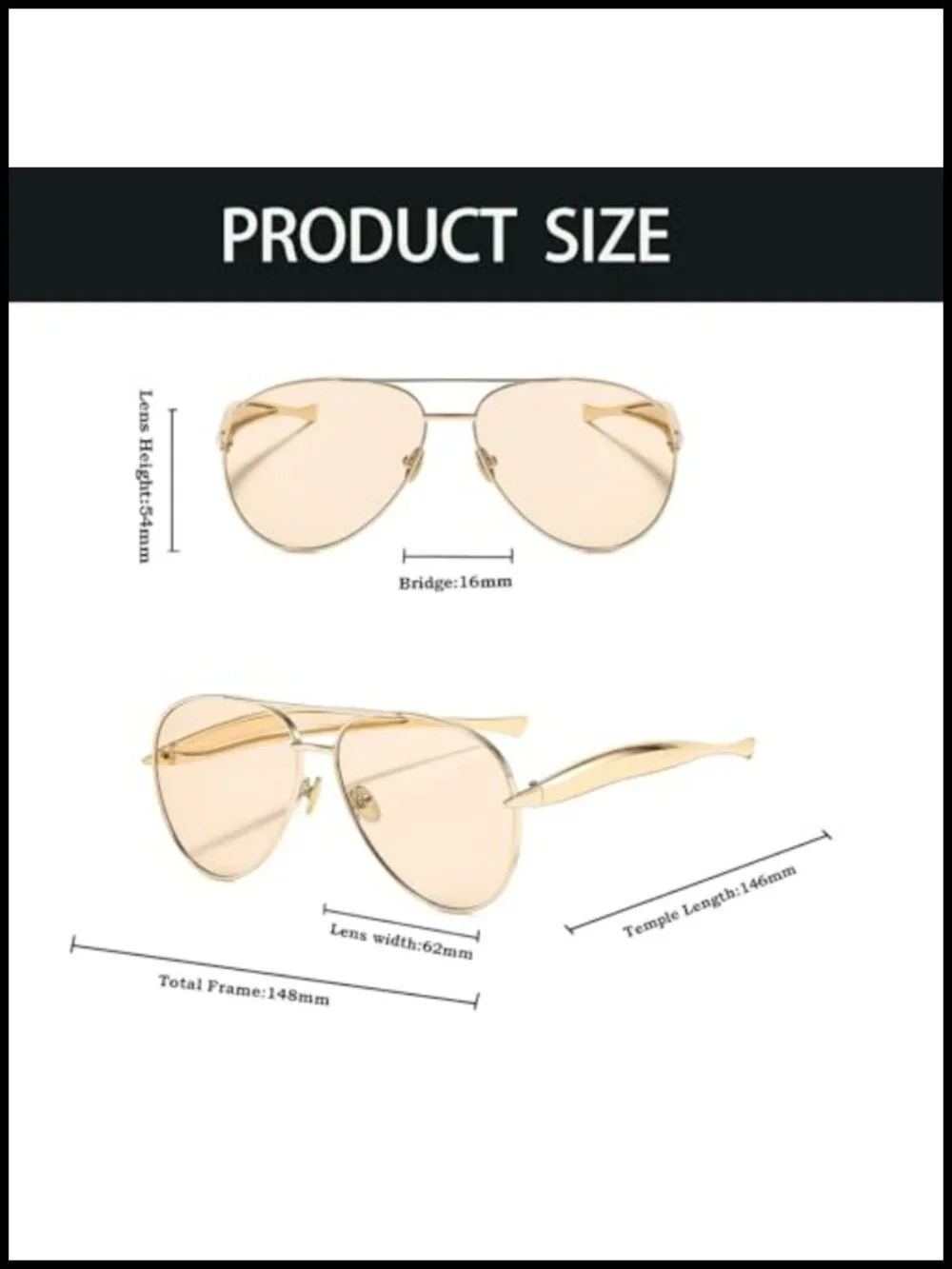 Retro 70s Pilot Sunglasses Double Bridge Metal Frame UV400 Oversized Square